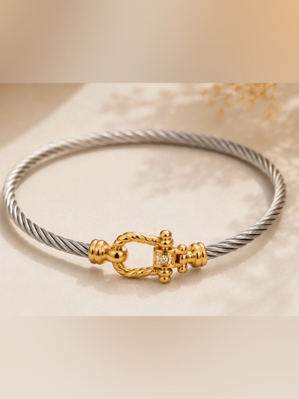 Luxury Two-Tone Cable Bracelet with Gold Clasp